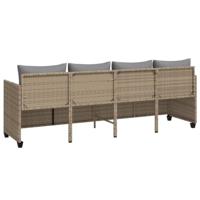 Ligbed met kussens poly rattan beige - thumbnail