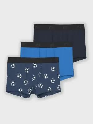 Name-it 3-pak jongens boxershorts - &apos;&apos;Dark Denim Football&apos;&apos; - Voetbalk jongens onderbroeken blauw