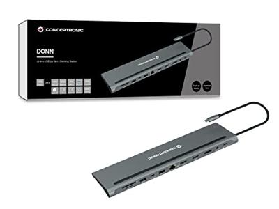 Conceptronic DONN17G notebook dock & poortreplicator Bedraad USB 3.2 Gen 1 (3.1 Gen 1) Type-C Grijs