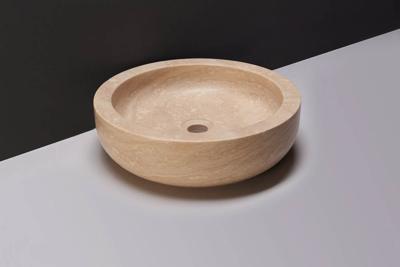 Forzalaqua Verona waskom 40x40x12cm Rond Natuursteen Travertin gezoet 100008