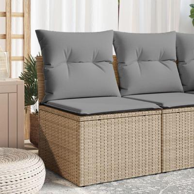 Tuinbank zonder armleuning met kussens poly rattan beige Tuinbank zonder armleuning met kussens poly rattan beige