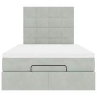 Ottoman bed met matrassen en LED's 120x200cm fluweel lichtgrijs - thumbnail