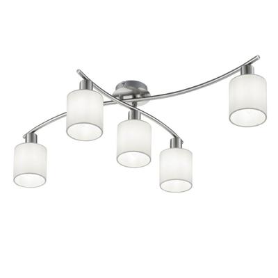 Trio PlafondlampGarda 5-lichts nikkel mat met wit - 605400501