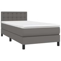 Boxspring met matras en LED kunstleer grijs 120x190 cm - thumbnail