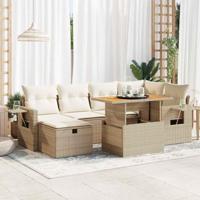 8-delige Loungeset met kussens poly rattan acacia beige - thumbnail