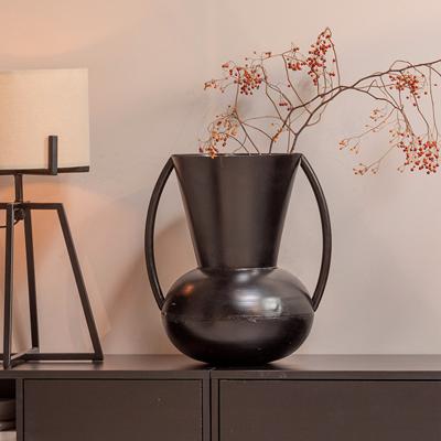 WOOOD vaas siep metaal zwart 43 cm | 2 stuks