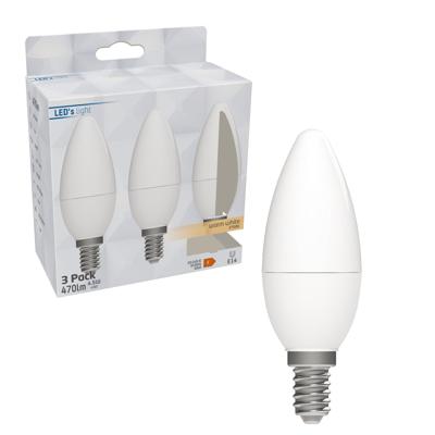 LED lampen met kleine E14 fitting - Warm wit licht - 8W/60W - 3PACK