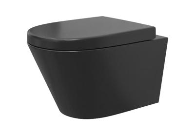 Wiesbaden Wandcloset Stereo Rimless Met Vesta Toiletzitting Mat Zwart