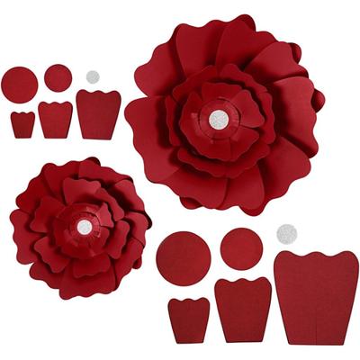 Creativ Company Papieren bloemen, d 15+25 cm, 230 gr, rood, 2 stuk/ 1 doos