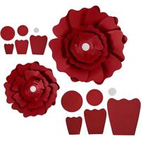 Creativ Company Papieren bloemen, d 15+25 cm, 230 gr, rood, 2 stuk/ 1 doos - thumbnail