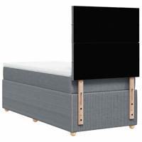 Boxspring met matras stof lichtgrijs 100x200 cm - thumbnail