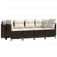 5-delige Loungeset met kussens poly rattan bruin - thumbnail