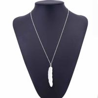 Vintage lange ketting sieraden eenvoudig Feather hanger Necklaces(Silver) - thumbnail