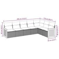 7-delige Loungeset met kussens poly rattan zwart - thumbnail