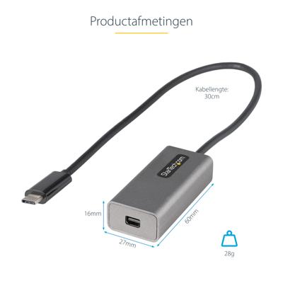 Adapter USB-C naar Mini DisplayPort Startech CDP2MDPEC Zwart/Gris