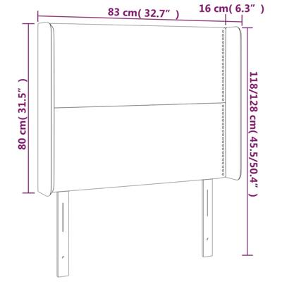 Hoofdbord met randen 103x16x118/128 cm stof blauw