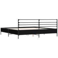 Bedframe bewerkt hout metaal zwart 180x200 cm - thumbnail