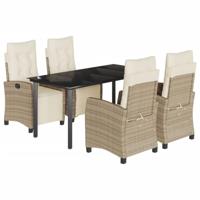 5-delige Tuinset met kussens poly rattan beige - thumbnail