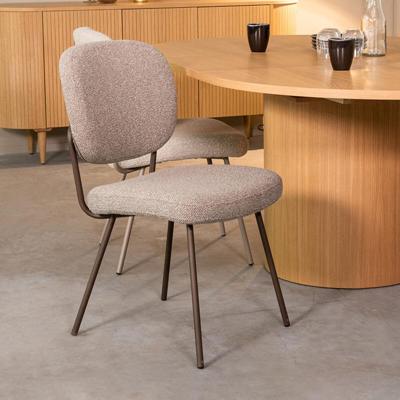 LABEL51 Eetkamerstoel 'Singapore' Bouclé, kleur Grijs/Brons