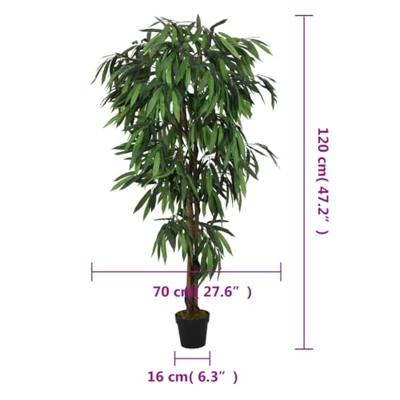 VidaXL Kunstplant mangoboom 450 bladeren 120 cm groen