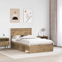 Bedframe Ambachtelijk eiken 135 x 190 cm Massief grenenhout - thumbnail