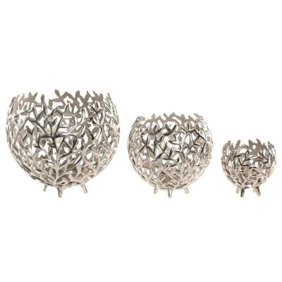 Kaarshouder Home ESPRIT Zilverkleurig Aluminium 20 x 20 x 18 cm