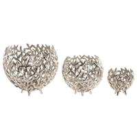 Kaarshouder Home ESPRIT Zilverkleurig Aluminium 20 x 20 x 18 cm - thumbnail