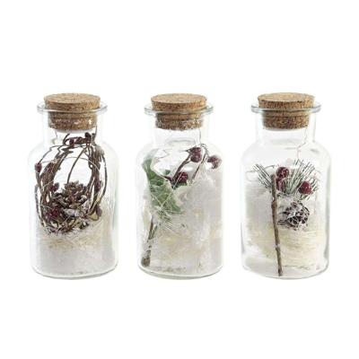 Verlichte decoratie DKD Home Decor Kerstmis Natuurlijk (6 x 6 x 14 cm) (3 Stuks)