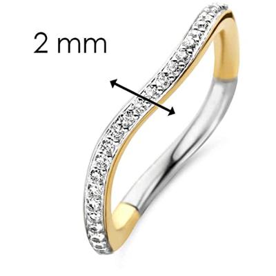 TI SENTO-Milano 12260ZY Ring zilver-zirconia goud-en zilverkleurig-wit 2 mm TI SENTO-Milano 12260ZY Ring zilver-zirconia goud-en zilverkleurig-wit 2 mm