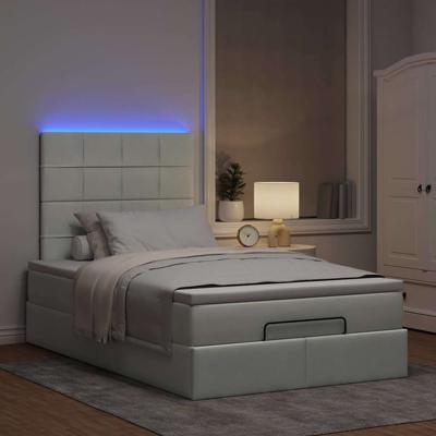 Ottoman bed met matrassen en LED's 90x200cm fluweel lichtgrijs - thumbnail