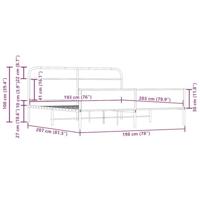 Bedframe zonder matras metaal gerookt eikenkleurig 193x203 cm - thumbnail