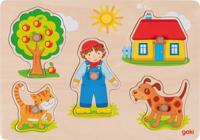 Goki houten noppenpuzzel, 5st. - thumbnail
