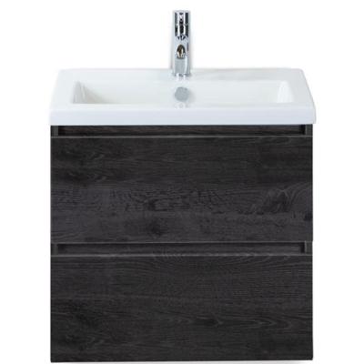 Vogue Badmeubelset 60 cm - Greeplijst in Kleur - Black Oak - Keramische Wastafel Wit 1 Kraangat