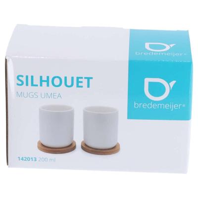 Bredemeijer theemok umea 200ml wit en onderzetter set 2