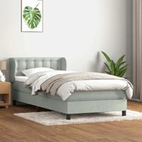 Boxspring met matras fluweel lichtgrijs 90x220 cm - thumbnail