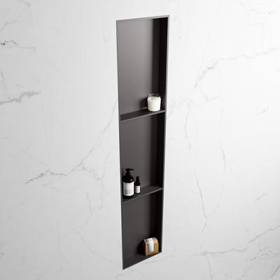 MONDIAZ EASY Nis 149,5x29,5cm in solid surface kleur DarkGrey | DarkGrey. 3 vakken geschikt voor in- of opbouw MONDIAZ EASY Nis 149,5x29,5cm in solid surface kleur DarkGrey | DarkGrey. 3 vakken geschikt voor in- of opbouw