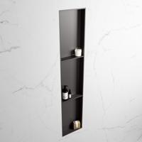 MONDIAZ EASY Nis 149,5x29,5cm in solid surface kleur DarkGrey | DarkGrey. 3 vakken geschikt voor in- of opbouw - thumbnail