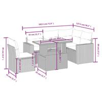 6-delige Loungeset met kussens poly rattan beige - thumbnail