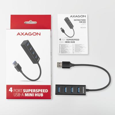 AXAGON HUE-M1A Mini Hub HUE-M1A USB-hub 4 poorten USB-A USB 3.0 5 GBit/s Zwart