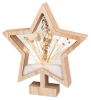 Ornament Hout met Droogbloem 25 LED Ster - thumbnail