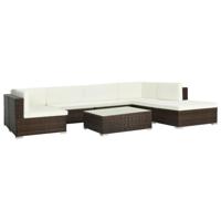 8-delige Loungeset met kussens poly rattan bruin - thumbnail