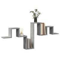 Wandschap 104,5x10x43 cm bewerkt hout betongrijs - thumbnail