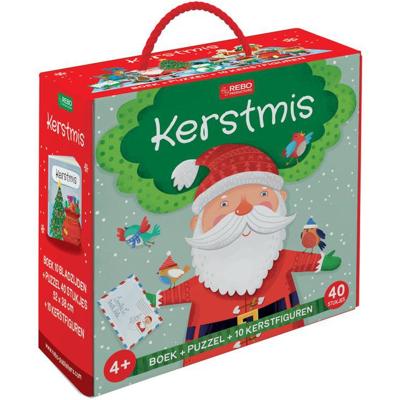 Kerstpuzzel met boek en figuren
