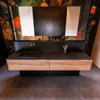 Badkamermeubelset Mondiaz Erin 200 cm met 2 Lades met RIDGE Wastafel Links Urban Zonder Kraangaten Greeploos Mat Washed Oak - thumbnail