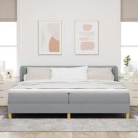 Boxspringbed met matras stof lichtgrijs 200x200 cm - thumbnail
