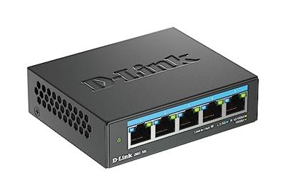 D-Link DMS-105 5-Port Multi-Gigabit Unmanaged Desktop Switch met vijf 2.5G, Fanless, Low Profile, Compact, Metalen behuizing, QoS, Plug & Play