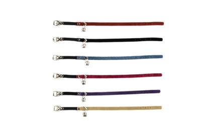 Suede kattenbandje met elastiek en bel - Zwart Suede kattenbandje met elastiek en bel - Zwart