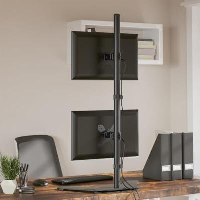 VidaXL Monitorstandaard dubbel vesa 75/100 mm staal zwart - thumbnail