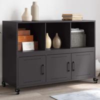 Dressoir 100,5x39x72 cm staal zwart - thumbnail