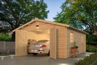 Tuindeco Rydell garage 58 mm 470x570 cm vuren blank- Zadeldak- Onbehandeld vurenhout- Tuindeco - thumbnail